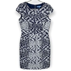 Tahari blue & white print dress